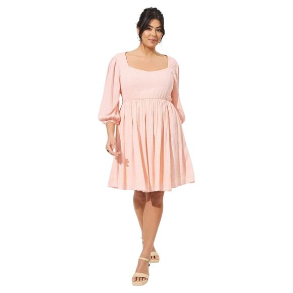 Torrid Dress Womens Size 1 1X Mini Wash Gauze Open Back Skater Pristine Pink - Picture 1 of 15